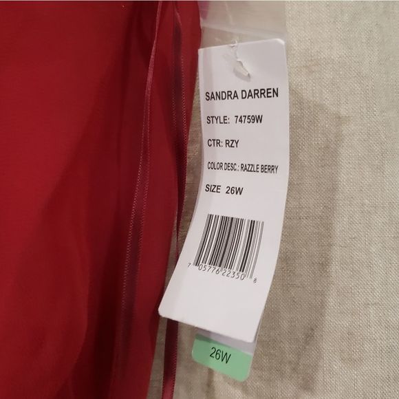 Sandra Darren Pleated Razzle Berry Colored Dress 26W - Picture 10 of 14